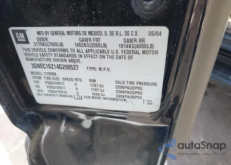 2004 Chevrolet Suburban 1500 Lt from USA, damaged, VIN 3GNEC16Z14G298527